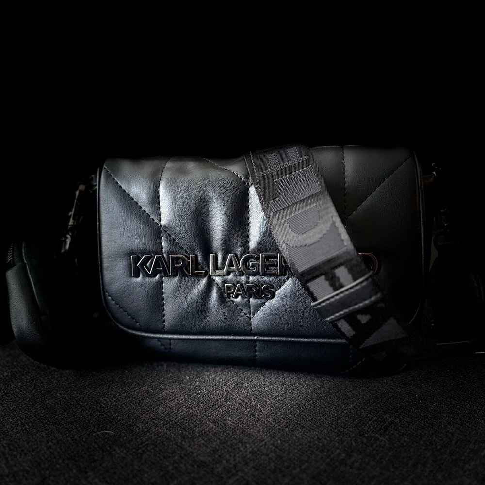 Karl Lagerfeld Black Quilted Messenger Bag